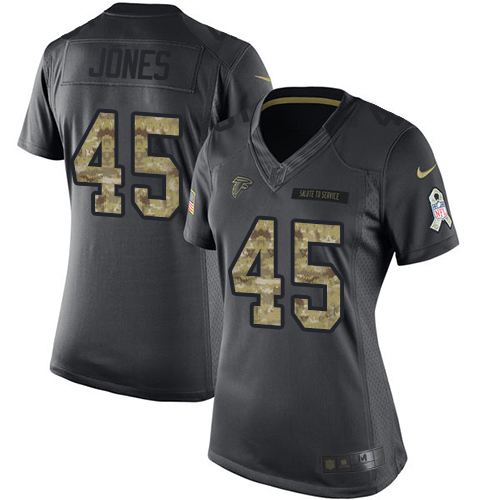 Nike Falcons #45 Deion Jones Black Women's Stitched NFL Limited 2016 Salute to Service Jersey